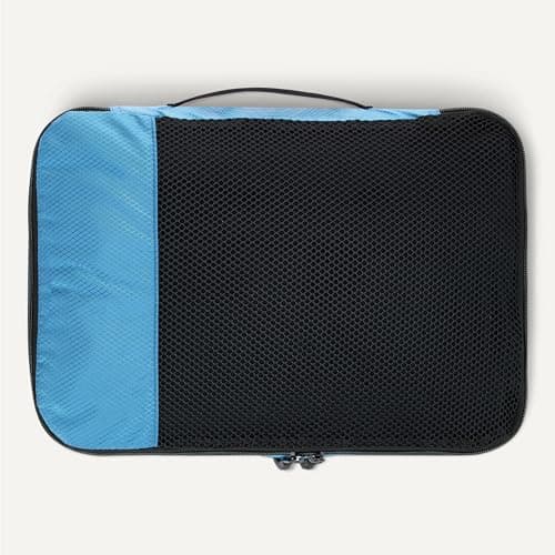Amazon Essentials 4-Piece Packing Cubes Travel Accessories Set, Luggage Organiser with Double Zip, Mesh Top, Polyester, Medium, Sky Blue (Previously Amazon Basics) — view 5