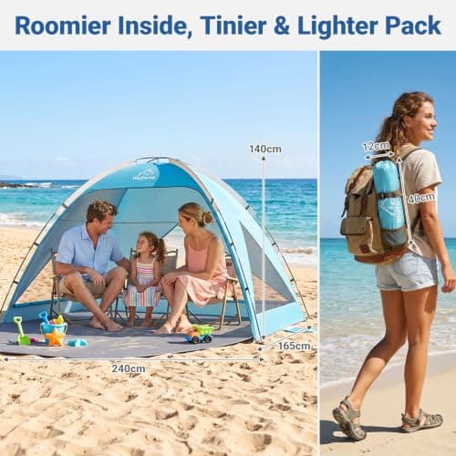 Wolfwise Beach Tent Sun Shelter, Large 3-4 Person Shade UV Protection — view 3