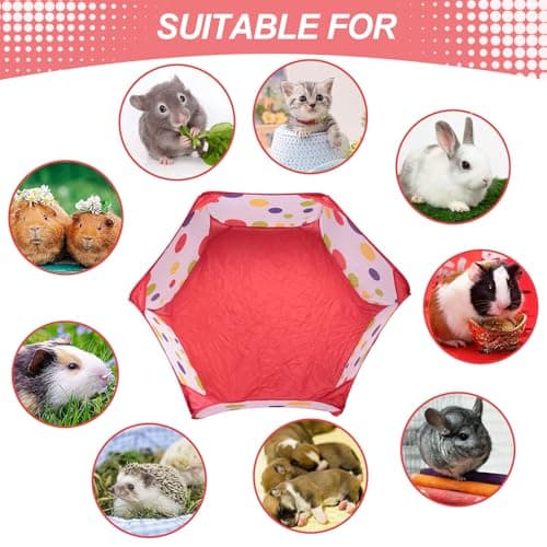 Portable Small Animals Playpen - Outdoor/Indoor Pop Up Play Pen, Hamster Play Pen Pop Open Pet Exercise Fence, Breathable Foldable Pet Cage Tent, Small Animal Playpen for Rabbits, Guinea Pig(Red) — view 6