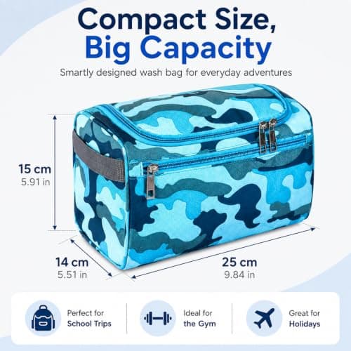Boys Wash Bag with Camouflage Design Waterproof Travel Toiletry Hanging — view 3