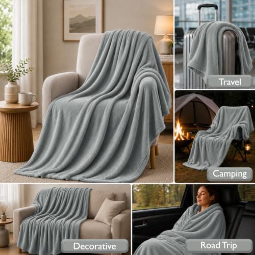 BedLooms Fleece Blanket Silver Single 130x150 cm, Throws for Sofas and Beds — view 3