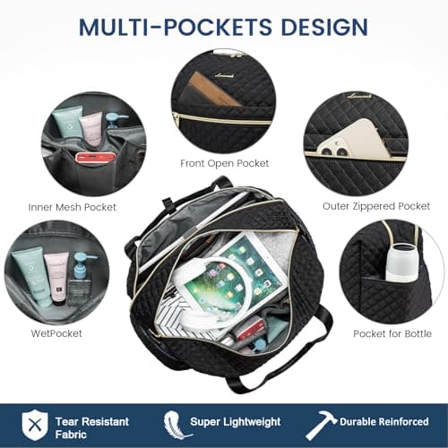 LOVEVOOK Travel Duffle Bag for Women, Weekend Overnight Bags Waterproof — view 5
