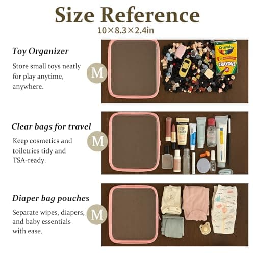 4 pcs Clear Zipper Pouches,Hard Shell Zipper Case, Toiletry Bag for Travel, Clear Diaper Bag, Toiletry Pouch, Travel Organizer, Cosmetic Bag,Toy Storage Bins (Light Pink,M+3S) — view 4