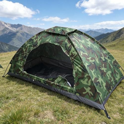 Pop Up Camouflage Dome Tent - Waterproof, 1 Person, Lightweight, UV Protected, Family Outdoor Backpacking Tent with Carrying Bag