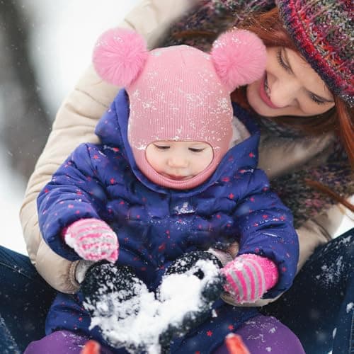 DRESHOW Kids Winter Warm Hat Scarf Baby Earflap Beanies Hood Pom Pom Toddler Hat Windproof Balaclava Kids 1-6 Years — view 4