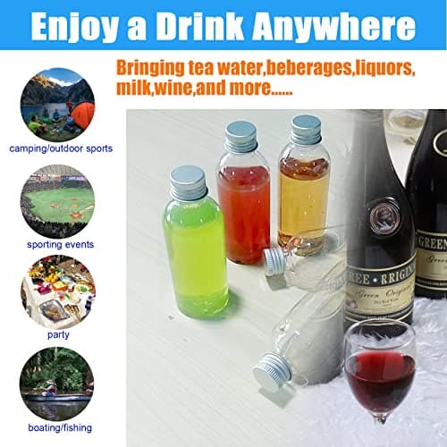 Kitnish Plastic Bottles 100ml with Silver Screw Caps, Reusable Bottles with Funnel, Parties & Wedding Favours (10PCS) — view 5
