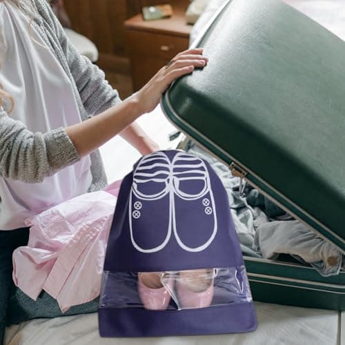 10Pcs Large Capacity Non-Woven Shoe Bags with Drawstring Closure — view 4