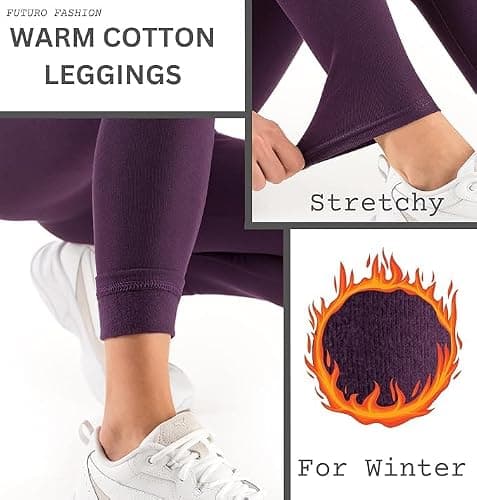 FUTURO FASHION Winter Fleece Lined Leggings for Women Thermal Warm Leggings for Women UK Fleece Lined Ladies Pants Elastic Mid Waisted Daily Yoga Gym Hiking Women's Leggings, Size 8-28 Beige — view 4