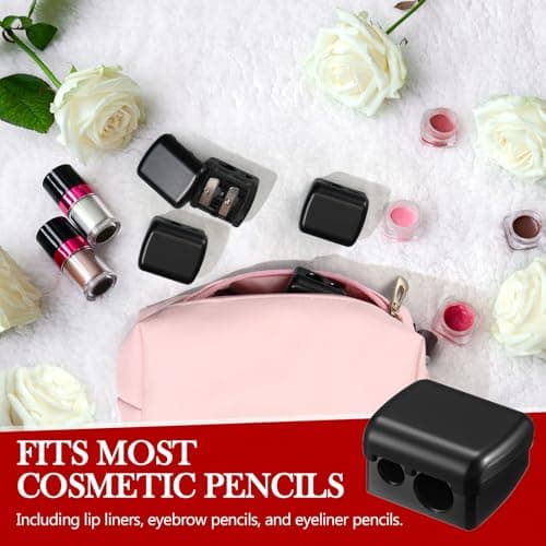 Faccito 6 Pack Makeup Pencil Sharpener with Cover, Lip Liner Cosmetic Eyeliner Pencil Sharpener, Double Hole Points Manual Tools for Eyeliner Lipliner, Multi Colors — view 5
