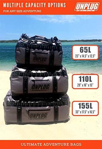 UNPLUG Ultimate Adventure Bag - 1680D Heavy Duty Waterproof Duffel for Travel, Camping, Motorcycle, Hunting, Bug Out (110L Storm Grey) — view 5