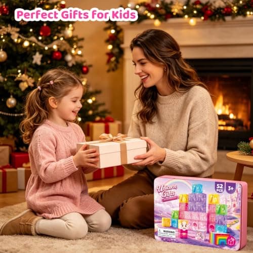 DQMOON Unicorn Gifts for Girls, 52PCS Magnetic Building Blocks for Girls Toys Age 3-9, Magnet Tiles Set Montessori STEM Construction Learning Toys, Kids Travel Toys Birthday Gifts Stocking Fillers — view 6