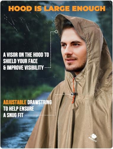 ANYOO Waterproof Rain Poncho Lightweight Reusable Adult Unisex Multi-use — view 4