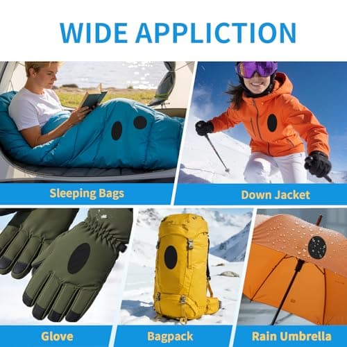 Skystuff 24PCS Self-Adhesive Nylon Repair Patches for Tent, Down Jacket, Clothing & Puffer Coat - Heavy Duty Waterproof Fabric Tape Repair Kit for Outdoor Gear, Sleeping Bag, Backpack, Black — view 6