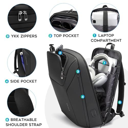 BANGE Business Laptop Backpack for Men,15.6 Inch Water Resistant Travel smart Laptop Backpack Carry On Backpack with USB Charging Port — view 6