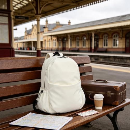 White Backpack, Solid Rucksack, Large School Bag for Back to Uni Gifts — view 6