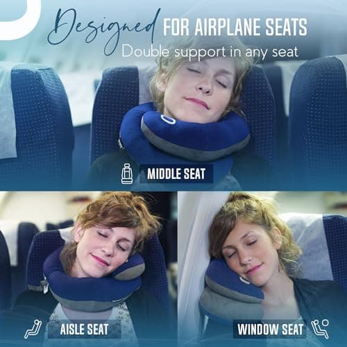BCOZZY Travel Neck Pillow for Airplane, Head & Chin Support, X-Large Black — view 2
