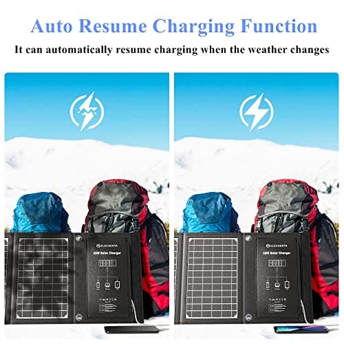 ELECAENTA 30W ETFE Foldable Solar Charger 3 USB Ports USB-C PD18W QC3.0 Zipper Protection Portable Solar Panel IPX5 Waterproof for Cell Phone Smartphone Tablet Powerbank Camera Outdoor Camping Travel — view 4