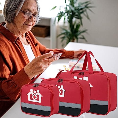 Uposao First Aid Bag Empty Small Medical Kit Pouch Portable Travel Emergency Pouch Mini Medical Bag, Drug Pack Storage Bag Empty Medication Travel Carrying Case for Car Home Camping Office Workplace — view 6