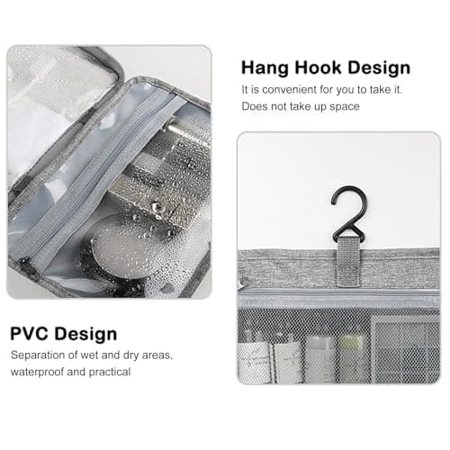 Hanging Toiletry Bag for Women, Large Waterproof Wash Bag with Hook — view 4