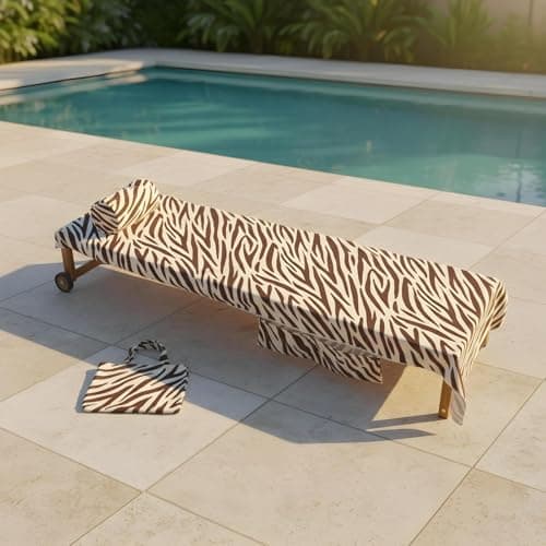 OHS Inflatable Travel Pillow Zebra Bolster Cushion, Gifts for Women Lightweight Compact Portable Back Support Pillow with Soft Microfibre Cover for Sun Loungers Poolside, Brown/Cream - 36 x 16 x 16cm — view 4