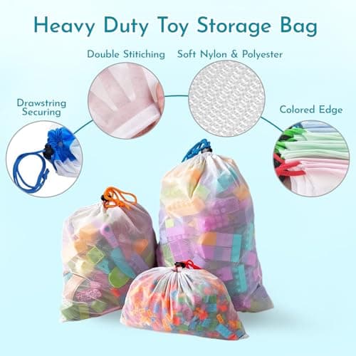 zxevg Toy Storage Bags 5 Zip & 9 Drawstring for Blocks — view 6