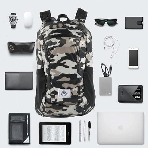 4Monster Packable Backpack Ultra Lightweight, Foldable Backpack Water Resistant, Hiking Daypack for Travel Camping Outdoor, Daily Walk-around, Cycling, Sports, Excursions(Camouflage Brown, 16L) — view 4