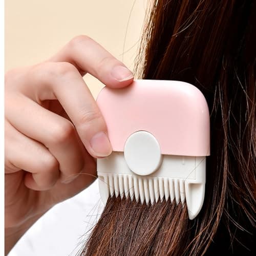Split Ends Hair Trimmer for Women 2 in 1 Mini Portable Cute Hair Brush Detachable Dustproof Knob Adjustable Stainless Steel Slicer Hair Clipper, Type 1, Split Ends Hair Trimmer — view 3