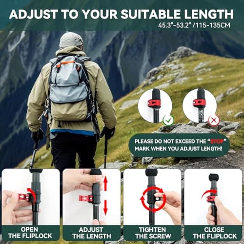 2-Pack Carbon Fiber Folding Walking Sticks for Men and Women,237g Per Pole — view 5