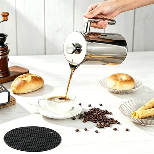 ELDWICK Cafetiere 1 Cup, 350ml French Press Coffee Maker with Color Silver — view 4