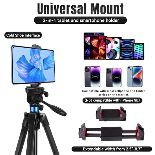 Binocular and Spotting Scope Tripod, 173 cm and 25 cm Mini Aluminum Tripod, with Binoculars Adapter and 2 QR Plates and Phone/ipda Holder, Compatible with Binoculars/Spotting Scope/Camera/Phone/ipda — view 4