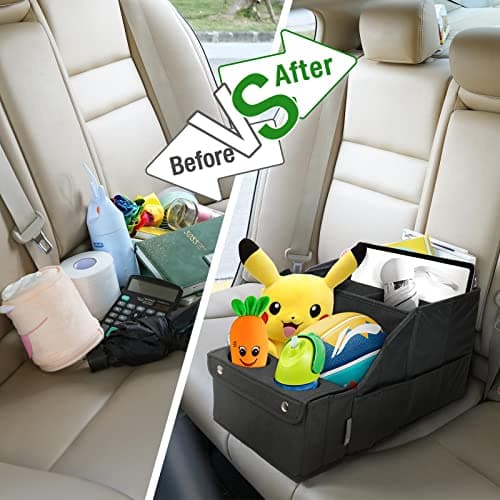 MULISOFT Car Seat Organizer- Backseat Car Organizer with 11 Storages Compartments and 2 Cup Holders, Organizers and Storage, Front Seat for Travel Kids,Black — view 5