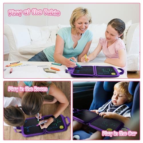 DoGeek Upgrade Erasable Doodle Books, Double-Sided Kids' Drawing Writing Boards with 12 Coloring Pens,Portable Learning Drawing Pad,Kids Plane Activities Toys Birthday Gifts for 3-8 Years Boy/Girls — view 3