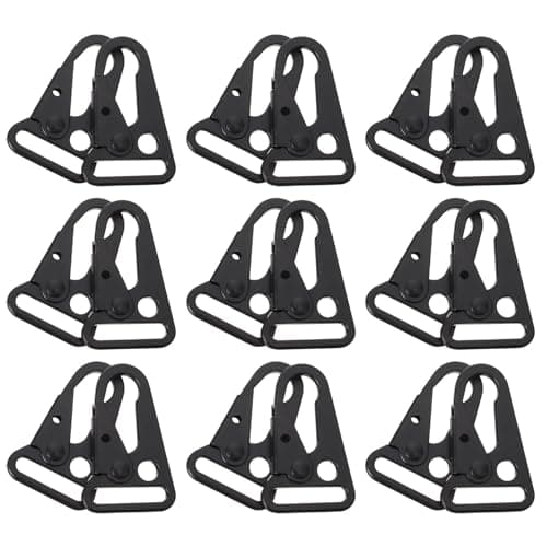 Healeved 12pcs Black Zinc Alloy Carabiner Clips Multifunctional Spring Snap Hooks Not Easy to Break for Outdoor Hanging Baskets and Keychains