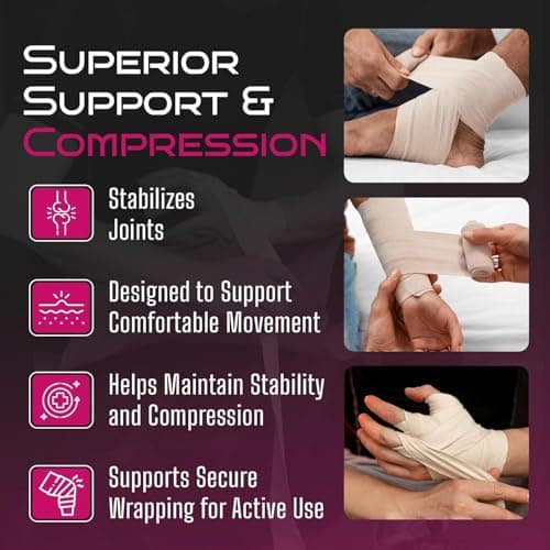 Cohesive Bandage 7.5cm x 4.5m - Self Adhesive Bandage Tape for Injury Recovery, Compression & Ankle Support - Elastic, Sweat-Resistant, Breathable - for Joints, Wrists, Knees & More (White, 3 Rolls) — view 3