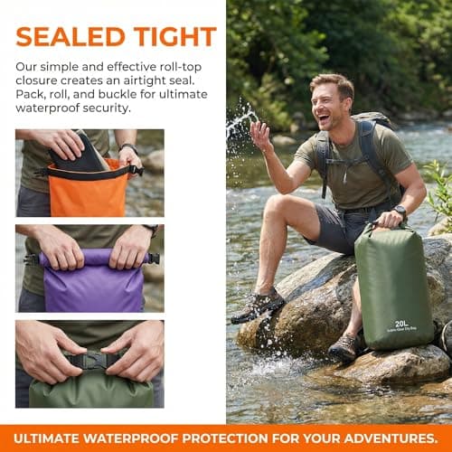 VLUNT Waterproof Dry Bag Set 3 Pcs Roll-Top Stormlight Dry Bags 3L,12L, 20L — view 4