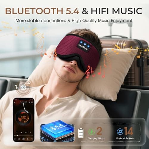 MUSICOZY Breathable Sleep Mask Headphones for Side Sleepers 100% Blackout — view 5