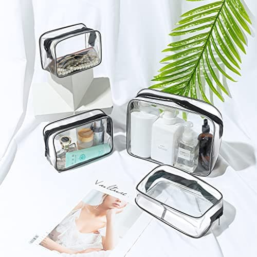 Aucuu 4-Pack Clear Wash & Makeup Bags TSA Approved Makeup Bags, PVC Waterproof Travel Wash Bags for Family, Men, Women (Largea, Medium, Small, Minimum) — view 6