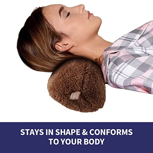 Jiangding Neck Pillow soft Bone shape for sofa Armchair Recliner Couch Office Chair Airplanes Sleeping Travel Great Pain Relief support or Supportive Neck Head Waist Support Fixable (Brown) — view 3