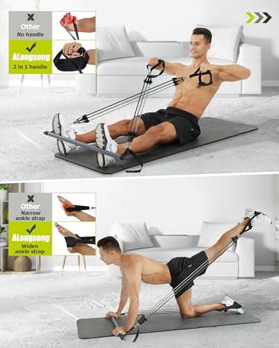 ALongSong Resistance Band Set Men with Handle & At home Pilates Bar Workout Equipment, 6 Exercise Bands 20-240Lbs/30-240LBS Optional & Door Anchor For Home Gym Fitness Equipment — view 5