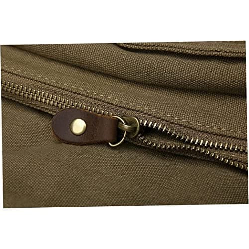 Canvas Messenger Bag, Vintage Leather Trim, Army Green, 32cm Water Bottle — view 3