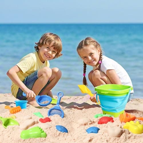 Collapsible Beach Toys,Foldable Sand Bucket and Spade Beach Set For Kids — view 4