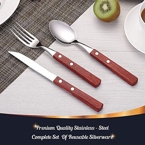 Premium Quality Stainless Steel Travel Utensils Set with case, Healthy & Eco-Friendly 3pc Full Size Fork, Spoon, Portable, Reusable Utensils with case — view 3