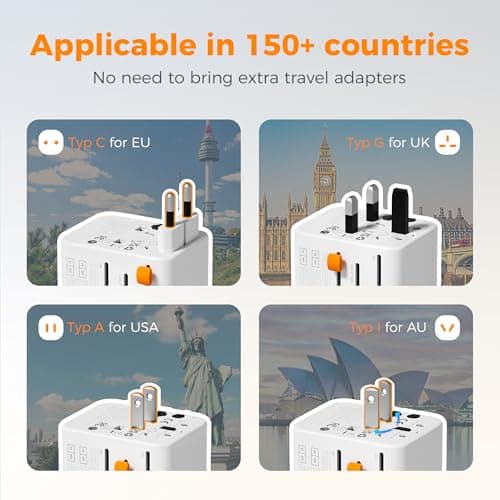 TESSAN Universal Travel Adapter, Worldwide Plug with 2 USB A and 2 USB C — view 2