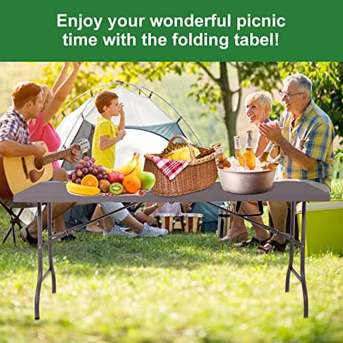 Rainberg 6ft Heavy Duty Plastic Folding Table for Picnic, Camping, Garden, Outdoor Dining, BBQ (Grey, 180cm x 75cm) — view 4