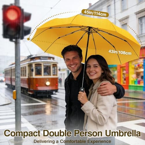 ZOMAKE Compact Umbrella Windproof,Travel Small Umbrella (46in-Yellow) — view 2