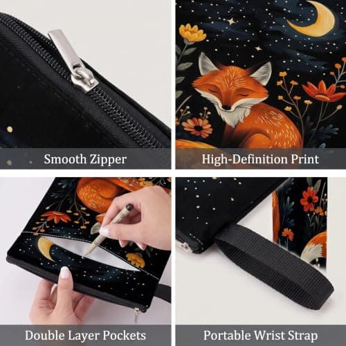 Yipakeh Book Sleeve, Fox Print Zippered for Books/Tablets Travel — view 2