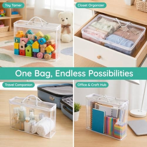10 Pack Clear Toy Storage Bags 40x30x10cm Waterproof PVC Toy Organiser Bags — view 6