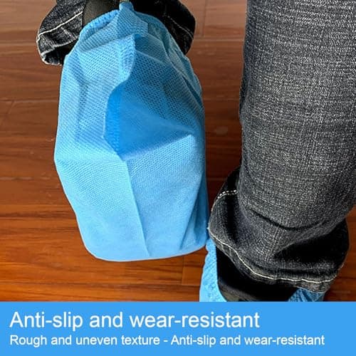 100 Pack Shoe Covers Disposable Overshoes Plastic Shoe Covers Waterproof Boot Covers Shoes Covers Disposable Foot Covers Disposable Shoe Protectors Covers for Home Offices Blue — view 3