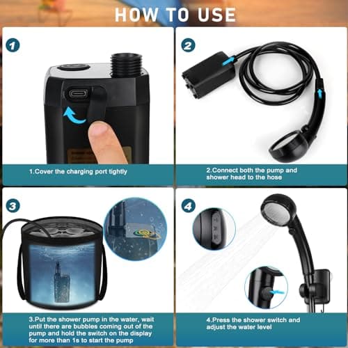Spopal 6000mAh Portable Camping shower Kit for Camping Pet Washing — view 5