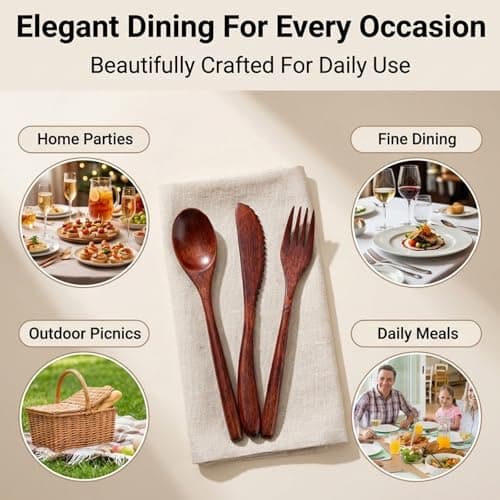 PureSphere 3Pcs Bamboo Travel Cutlery Set Reusable Portable for Camping Use — view 3